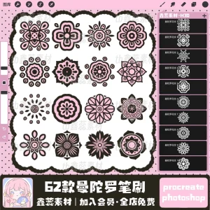 Mandala Paper-cut Patterns Ethnic Textures Totems Traditional Elements Brushes for Procreate