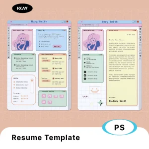 Creative and cute girly vaporwave designer - Resume Template