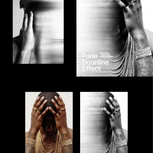 Black and white fashion scan line glitch - Photoshop Effect