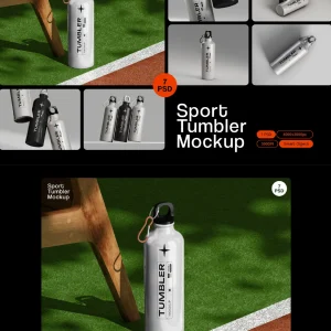 7 Portable Outdoor Thermos Bottles and Stainless - Mockup