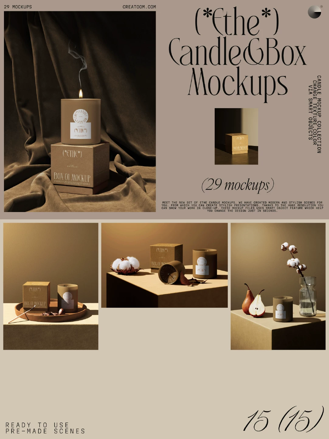 A collection of 29 luxurious wabi-sabi style - Mockup