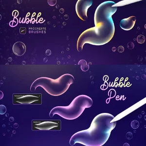Bubbles 3D Gradient Bubble Liquid Procreate - Brush Set