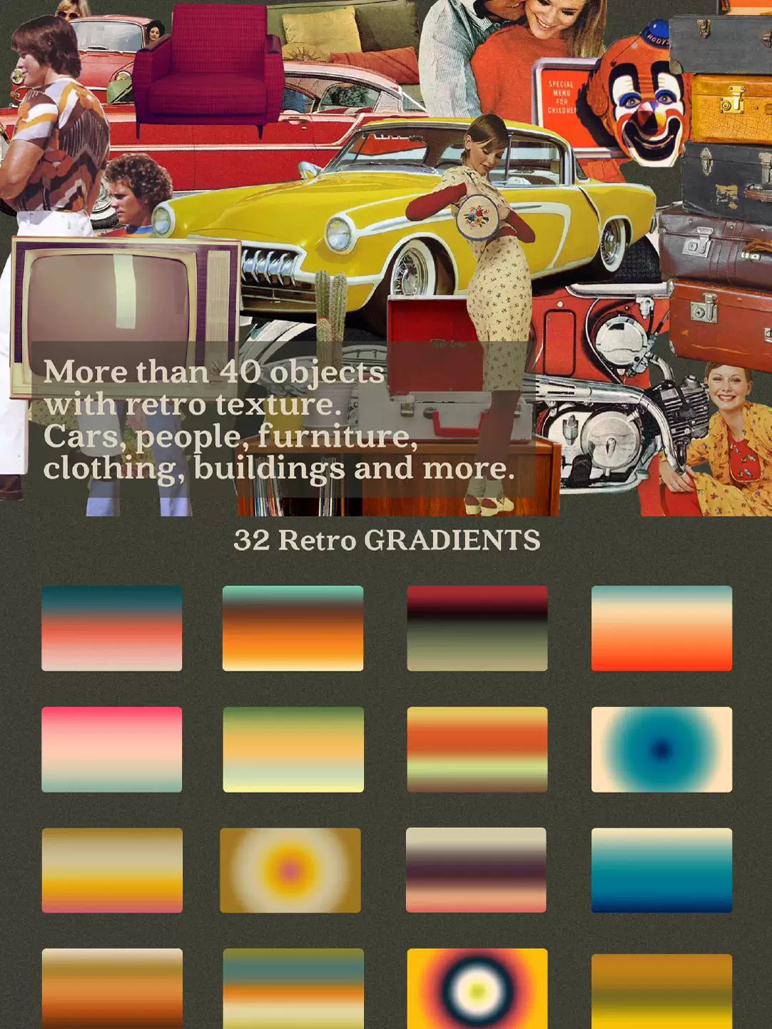 A collection of 1950s retro trend Morandi - Texture Pack