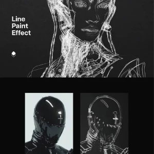 Black and white monochrome line drawing sketch - Mockup