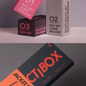 A collection of 30 packaging boxes, corrugated - Mockup