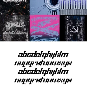 7 sets of retro cyberpunk functional hip-hop acid Y2K - Font