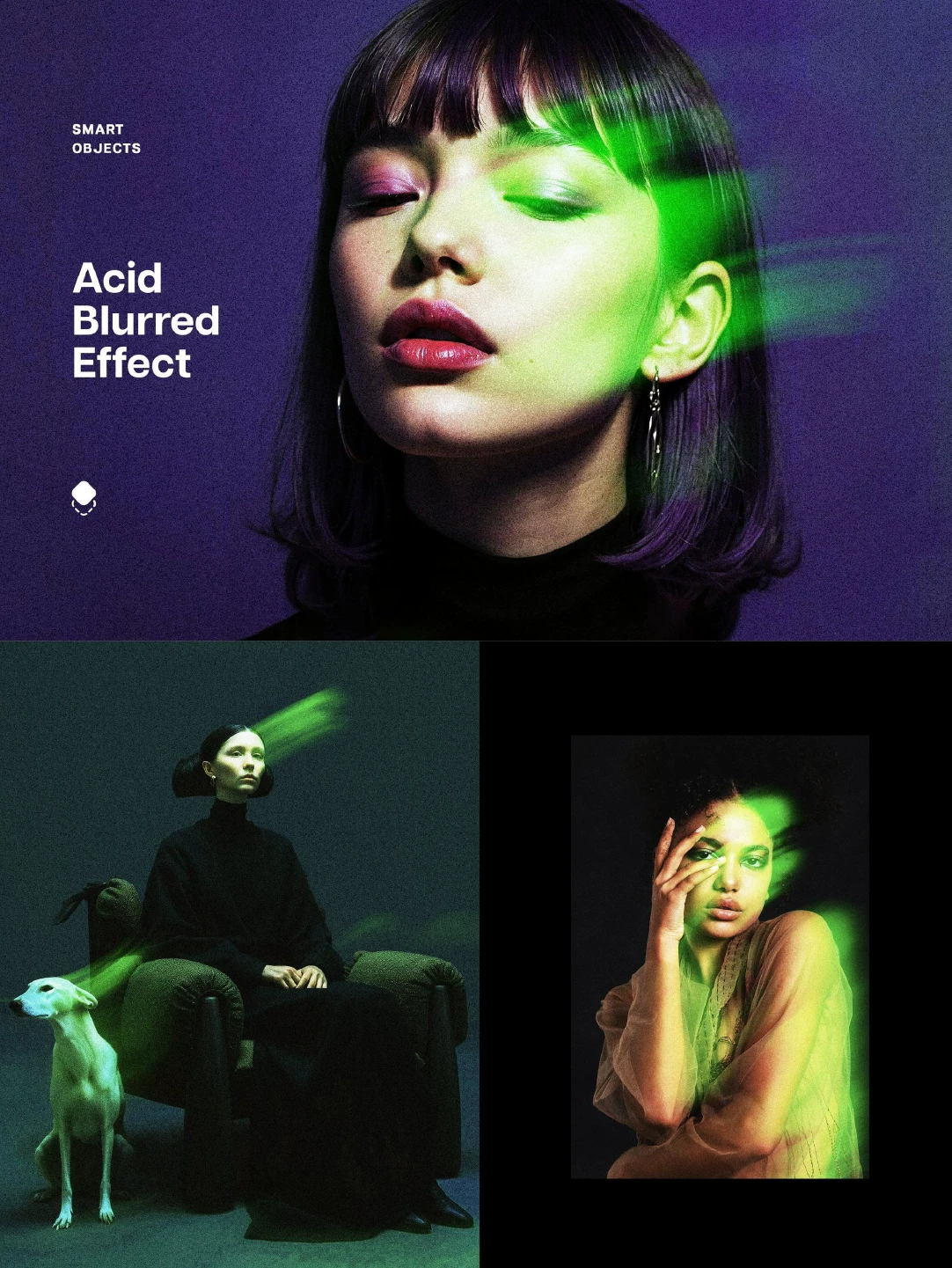 Acidic fluorescent green neon blurring - Photoshop Effect