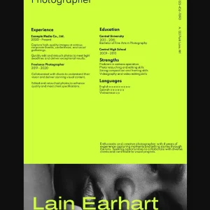 Advanced fashion photography creative - Resume Template