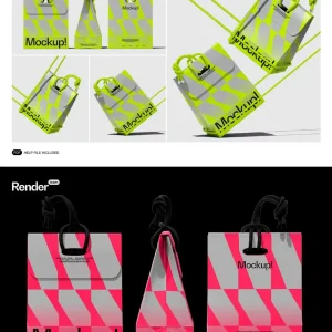 Four minimalist and trendy paper tote bags - Mockup