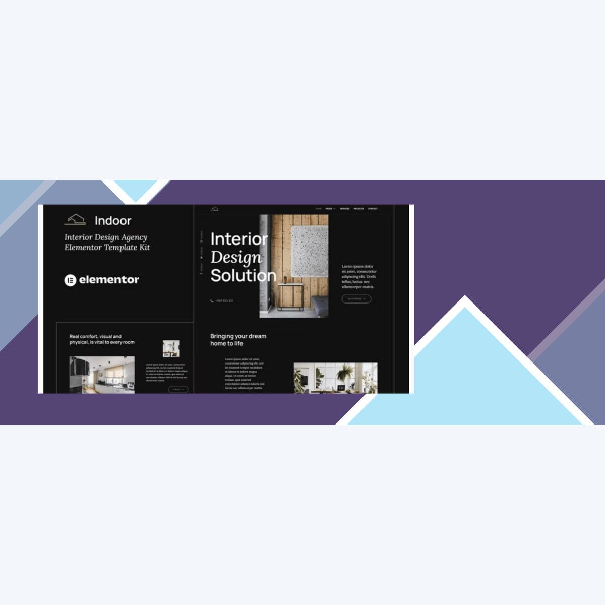 Indoor – Dark Interior Design & Architecture Agency Elementor Template Kit