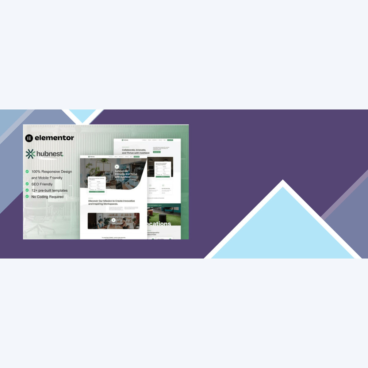 Hubnest – Coworking Space and Virtual Office Elementor Pro Template Kit