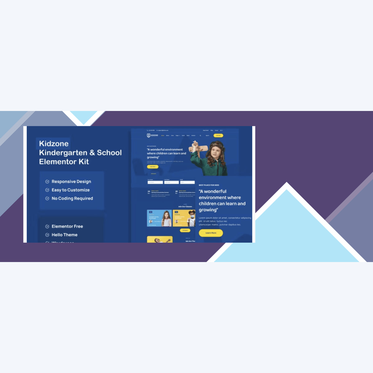 Kidzone – Kindergarten and School Elementor Template Kit