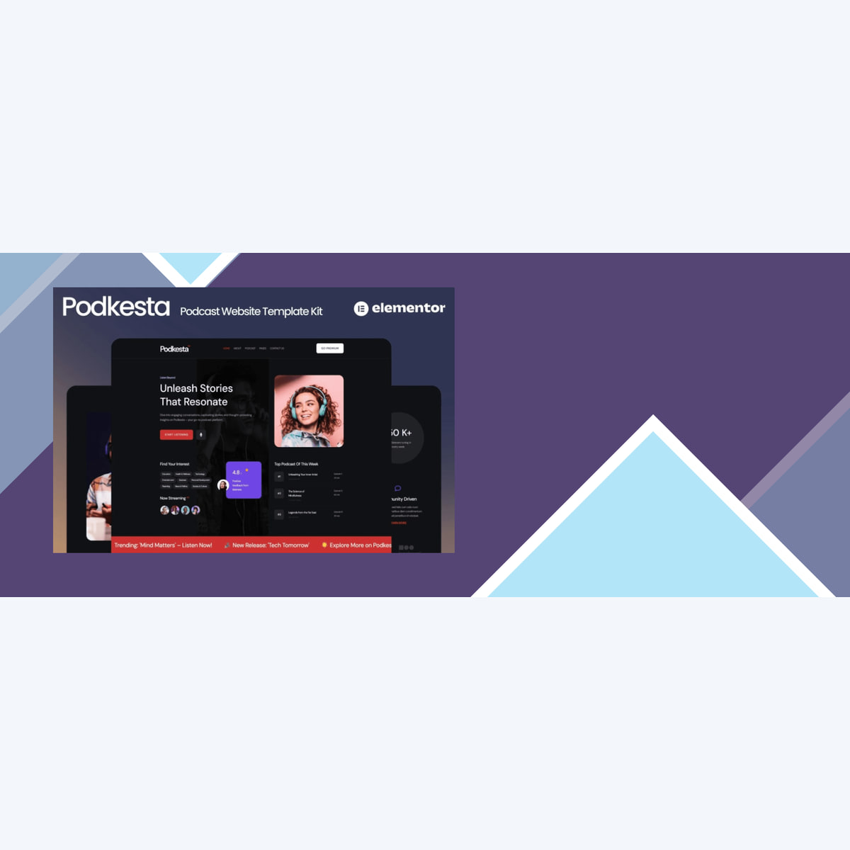 Podkesta – Dark Theme Podcast Elementor Template Kit