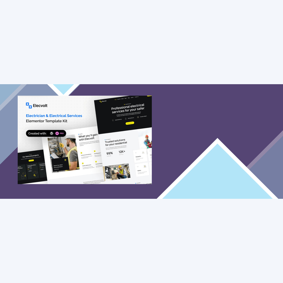 Elecvolt – Electrician and Electrical Services Elementor Template Kit