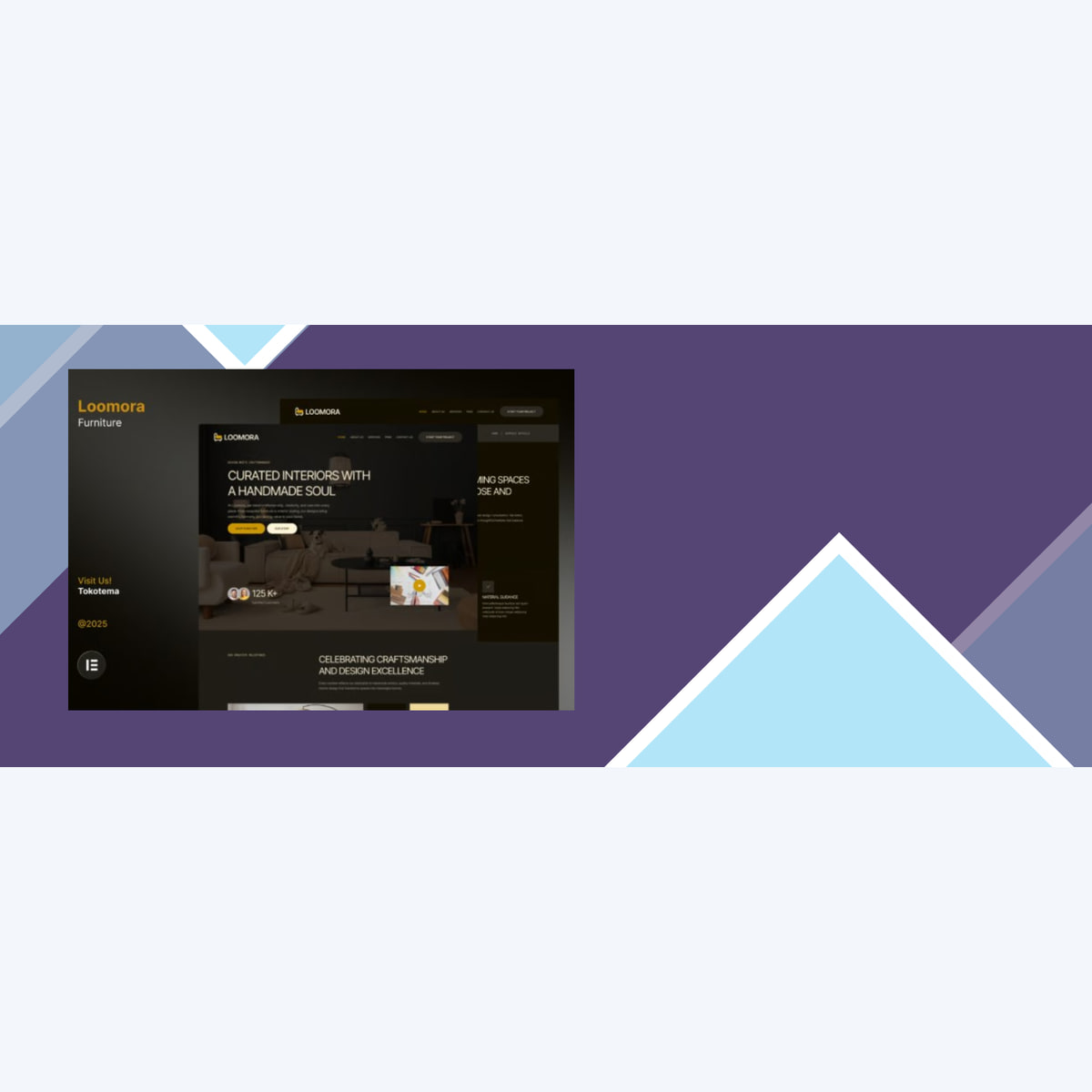 Loomora – Dark Handmade Furniture and Interior Design Website Elementor Template Kit