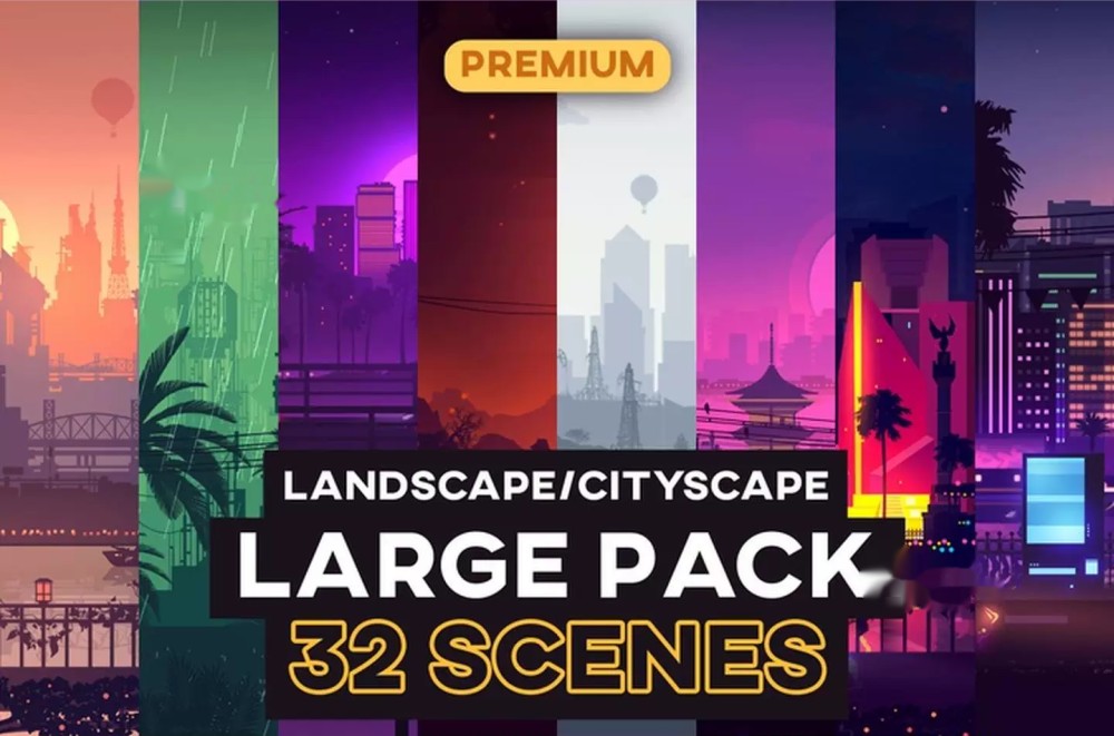 Unity Large Pack 2D Environment 1.0 Cityscape Background Collection