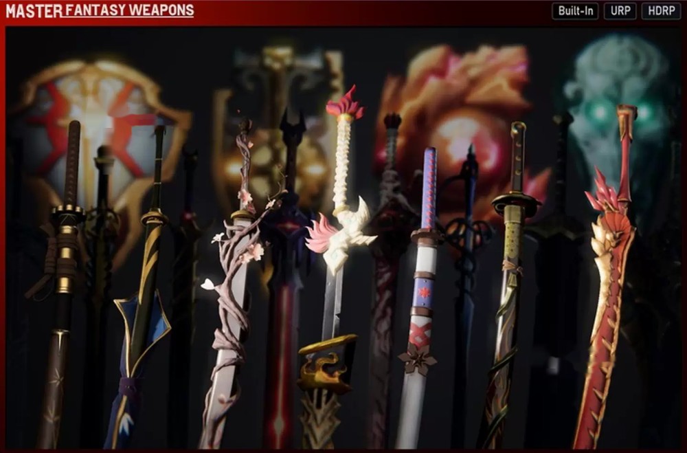Unity Master Fantasy Weapons Sword Ax Katana Bow Shield 1.0