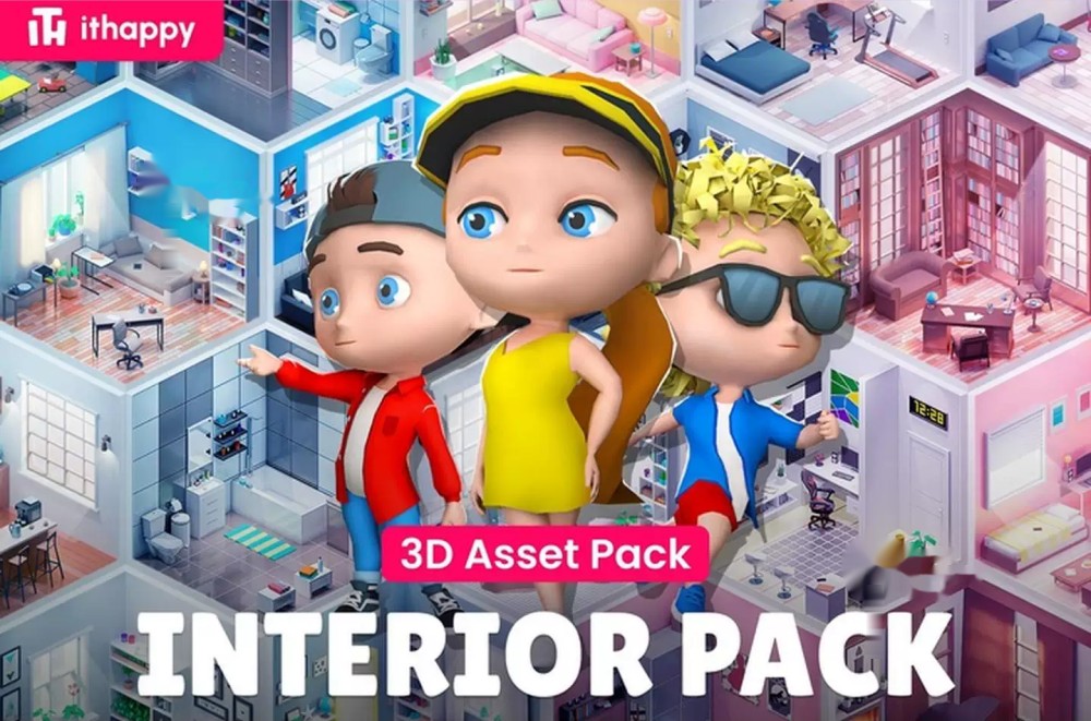 Unity Interior Pack Low Poly 3D Models Pack 2.2 Character Room
