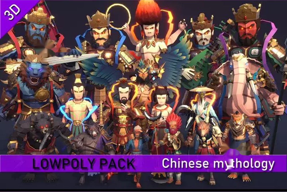 Unity LowpolyPack_Chinese mythology 1.0 Low Polygon Chinese Mythology